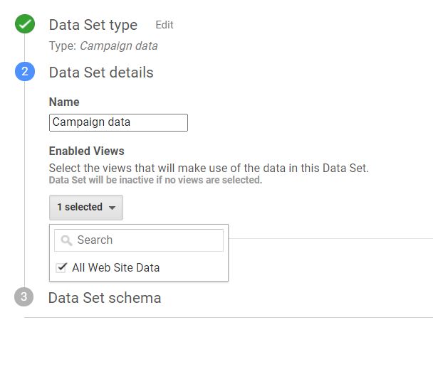 Selecting Data set name and View